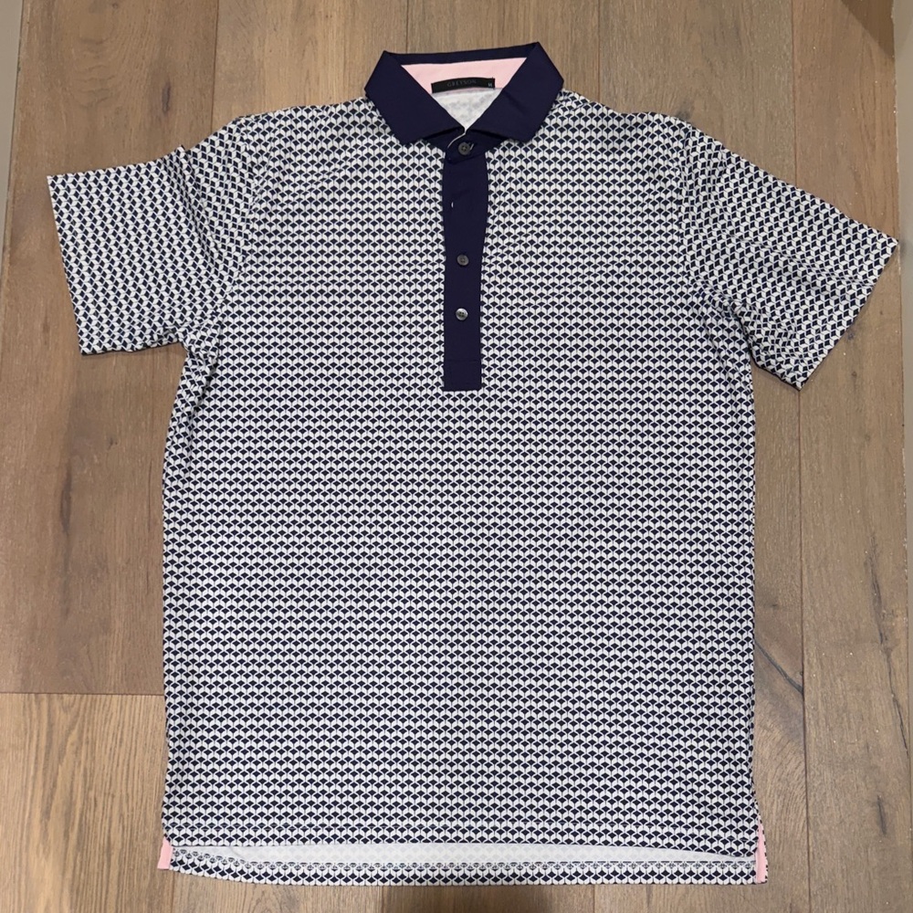 Greyson Navy and White Patterned Men's Polo Shirt